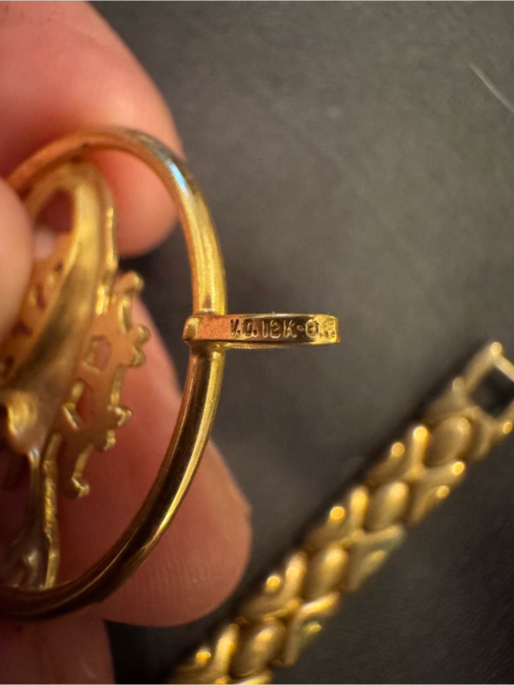 Vintage Yellow Gold Brooch Pin with Hallmark